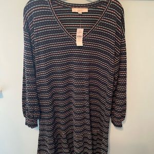 NWT LOFT Navy Dress with Stripes